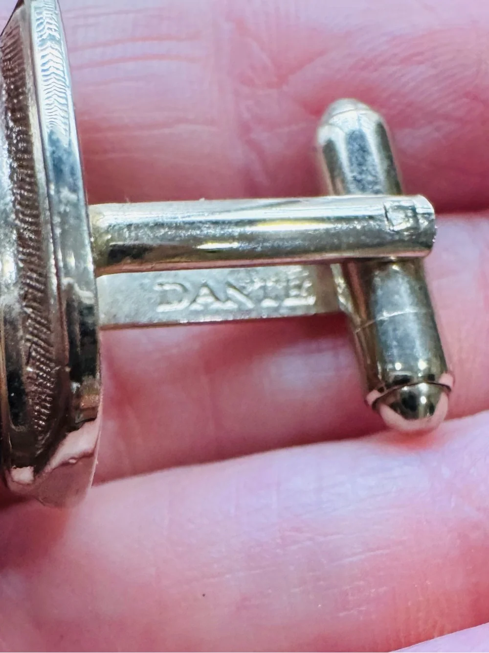 Vintage Dante brand Silver-tone Black Stone Cuff Links